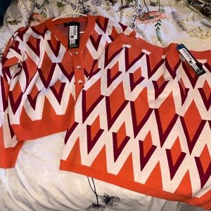 Rebdolls “Naomi” printed cardigan and midi skirt